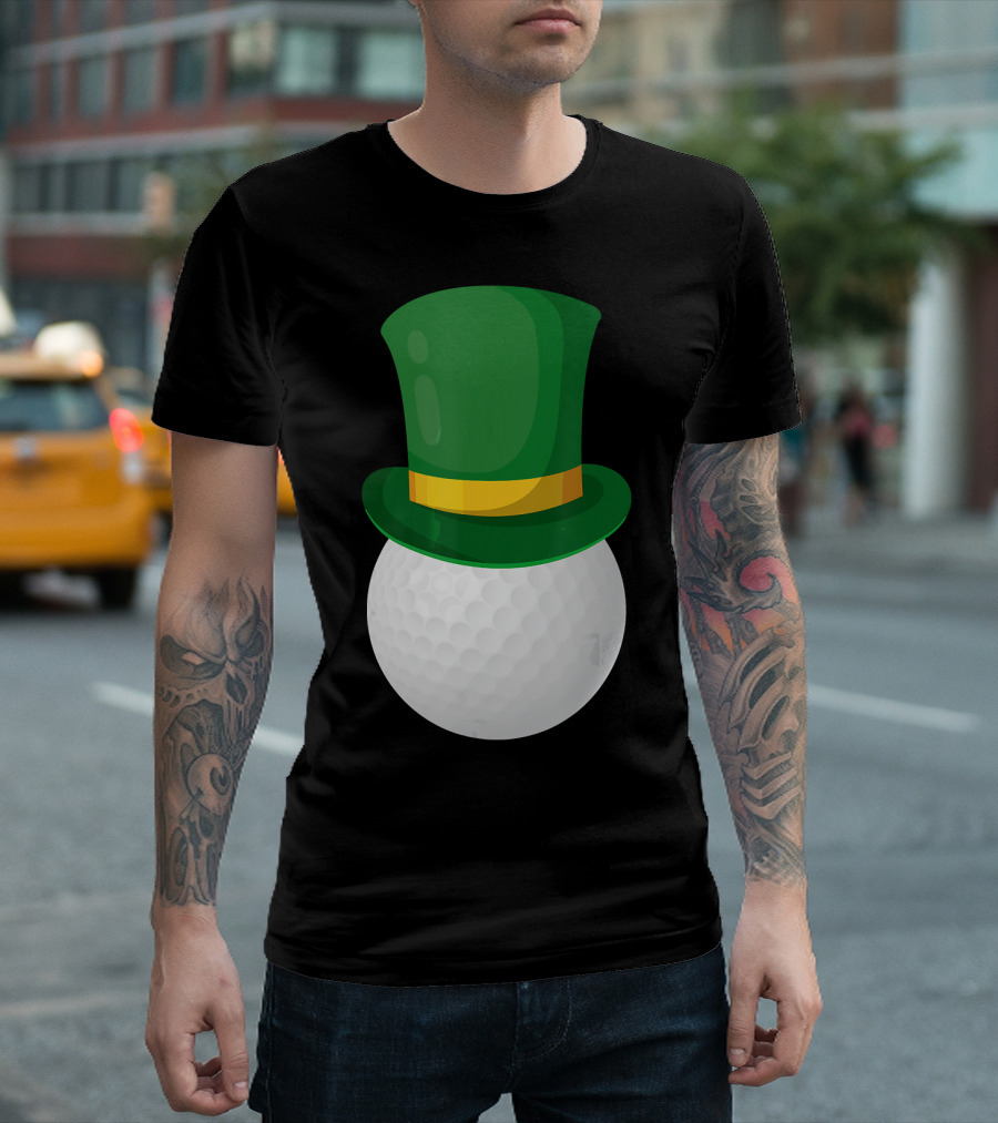St Patrick's Day Golf Ball With Leprechaun Hat T-Shirt