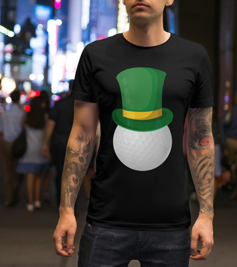 St Patrick's Day Golf Ball With Leprechaun Hat T-Shirt