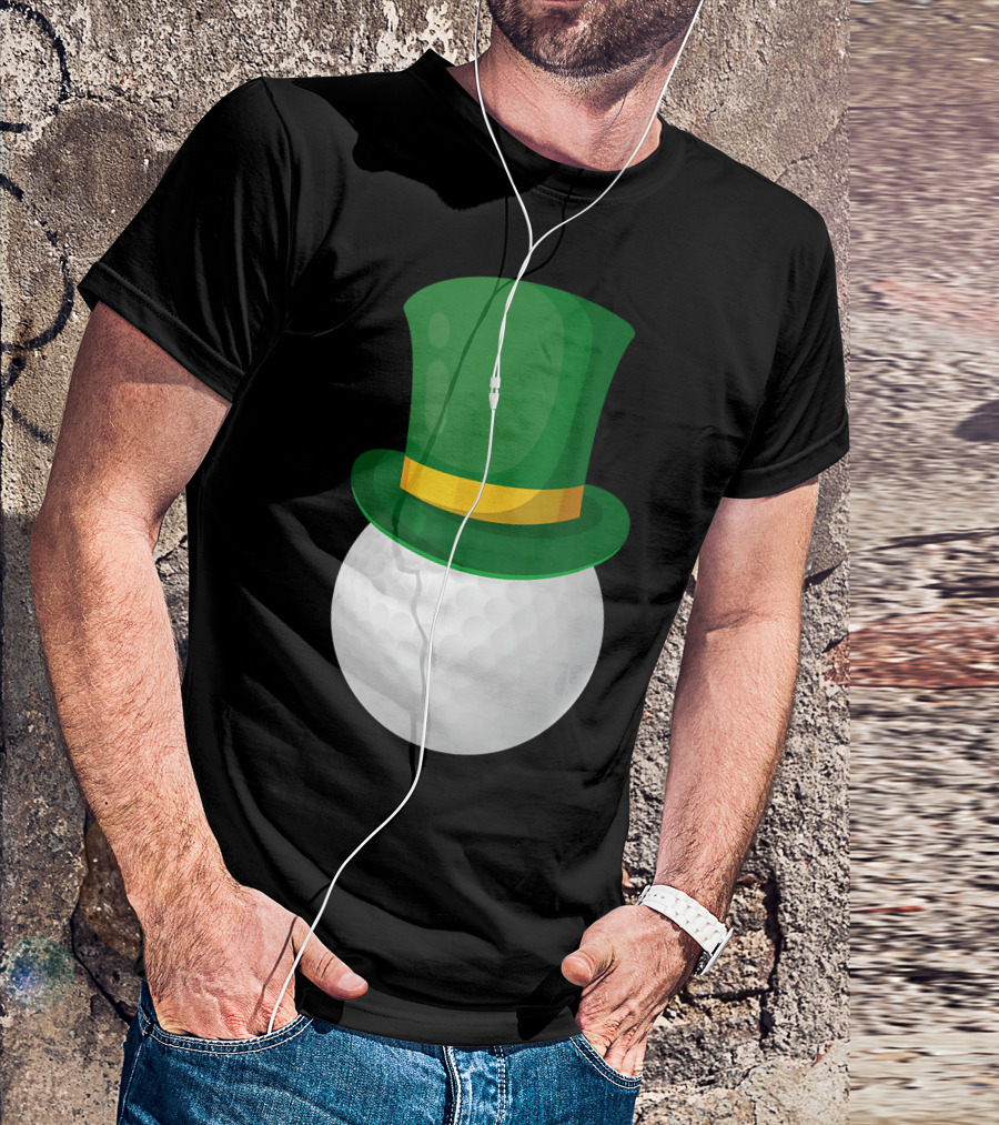 St Patrick's Day Golf Ball With Leprechaun Hat T-Shirt