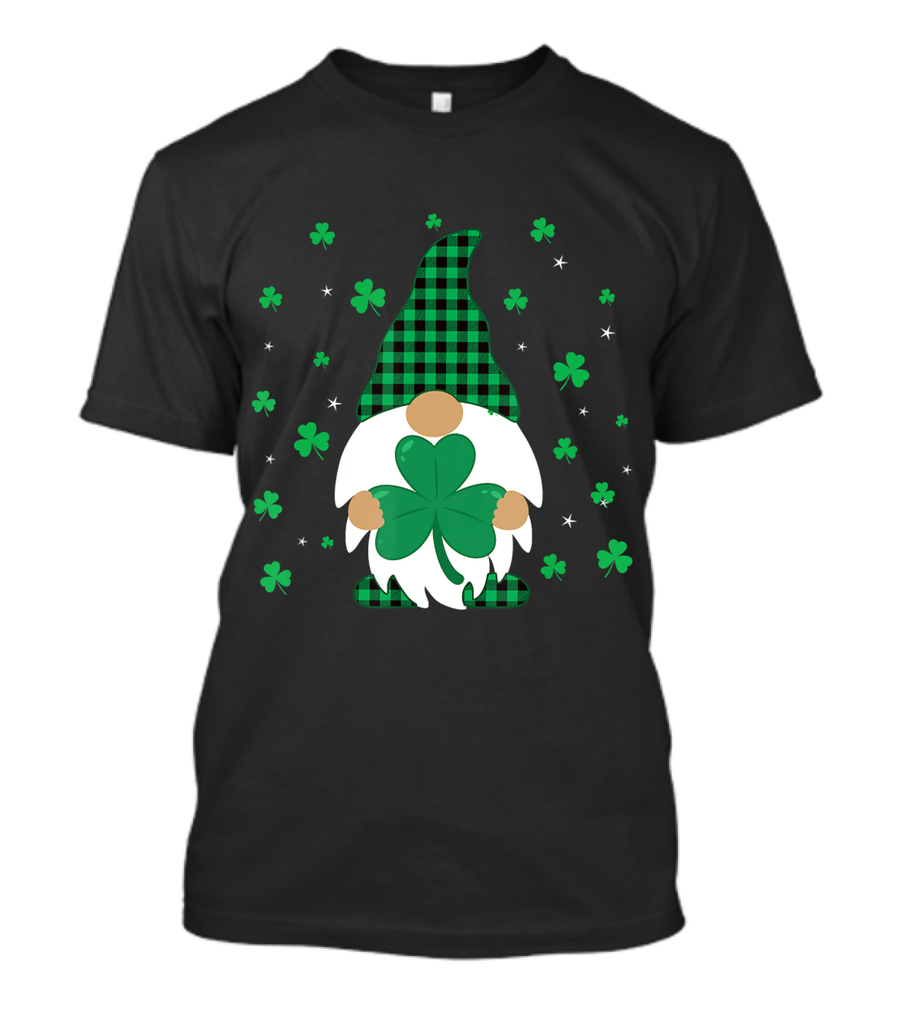 Irish Gnome Leprechaun Green Plaid Shamrock Luck St. Patrick's Day T-Shirt