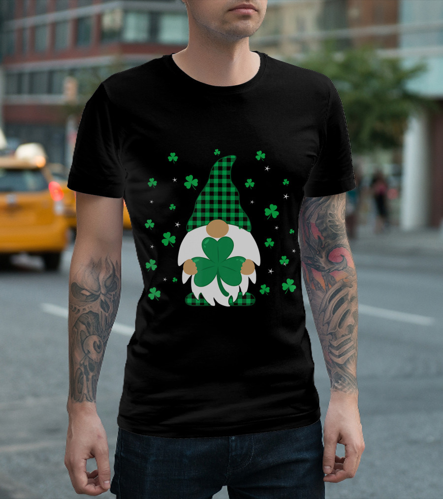 Irish Gnome Leprechaun Green Plaid Shamrock Luck St. Patrick's Day T-Shirt