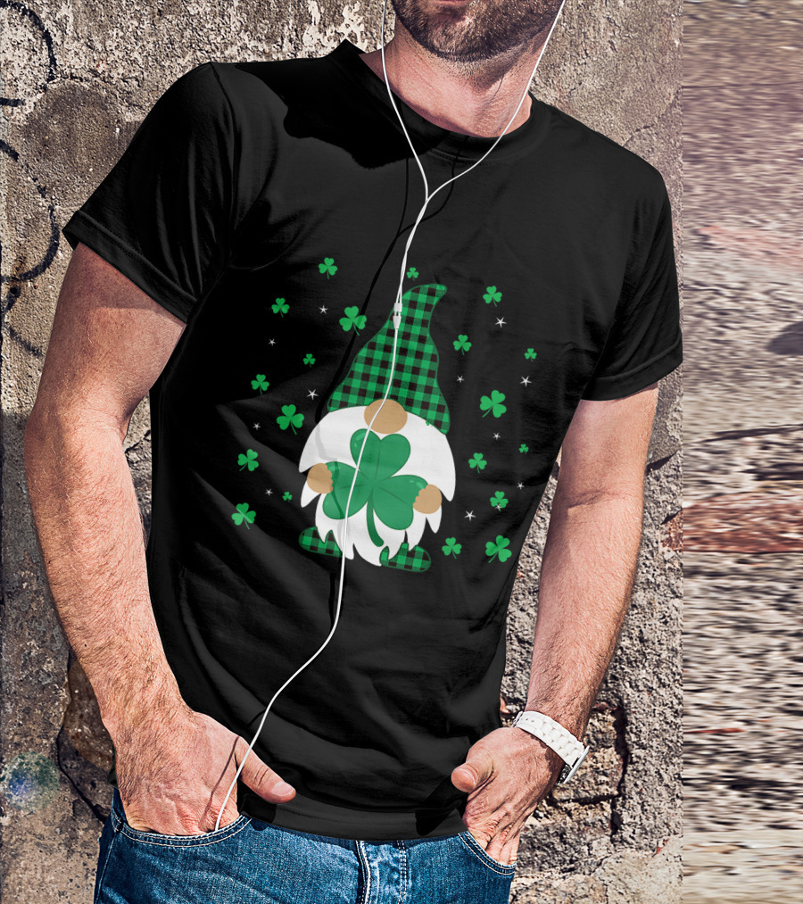 Irish Gnome Leprechaun Green Plaid Shamrock Luck St. Patrick's Day T-Shirt
