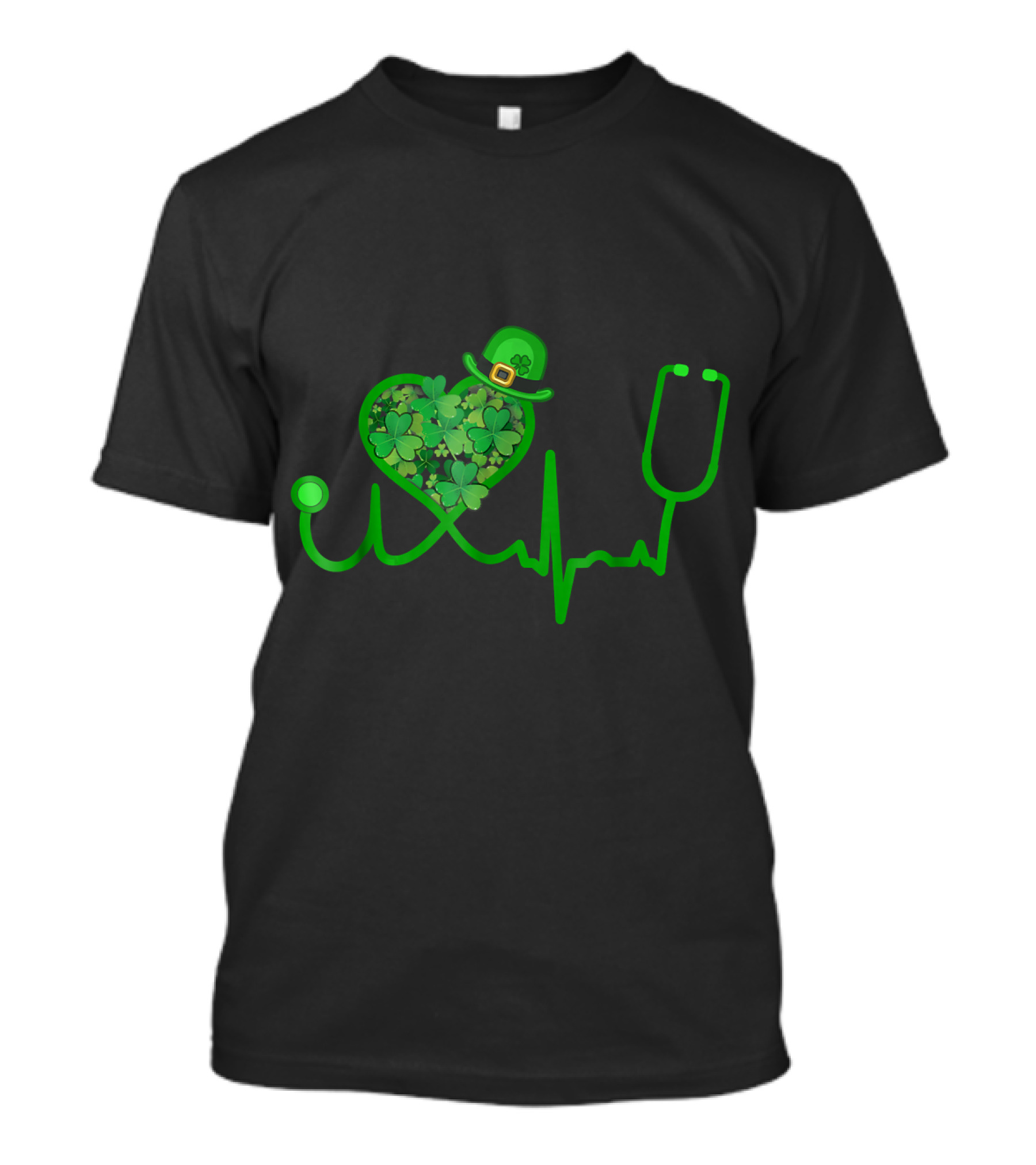 Irish Nurse Stethoscope Heart Shamrock St Patricks Day T-Shirt