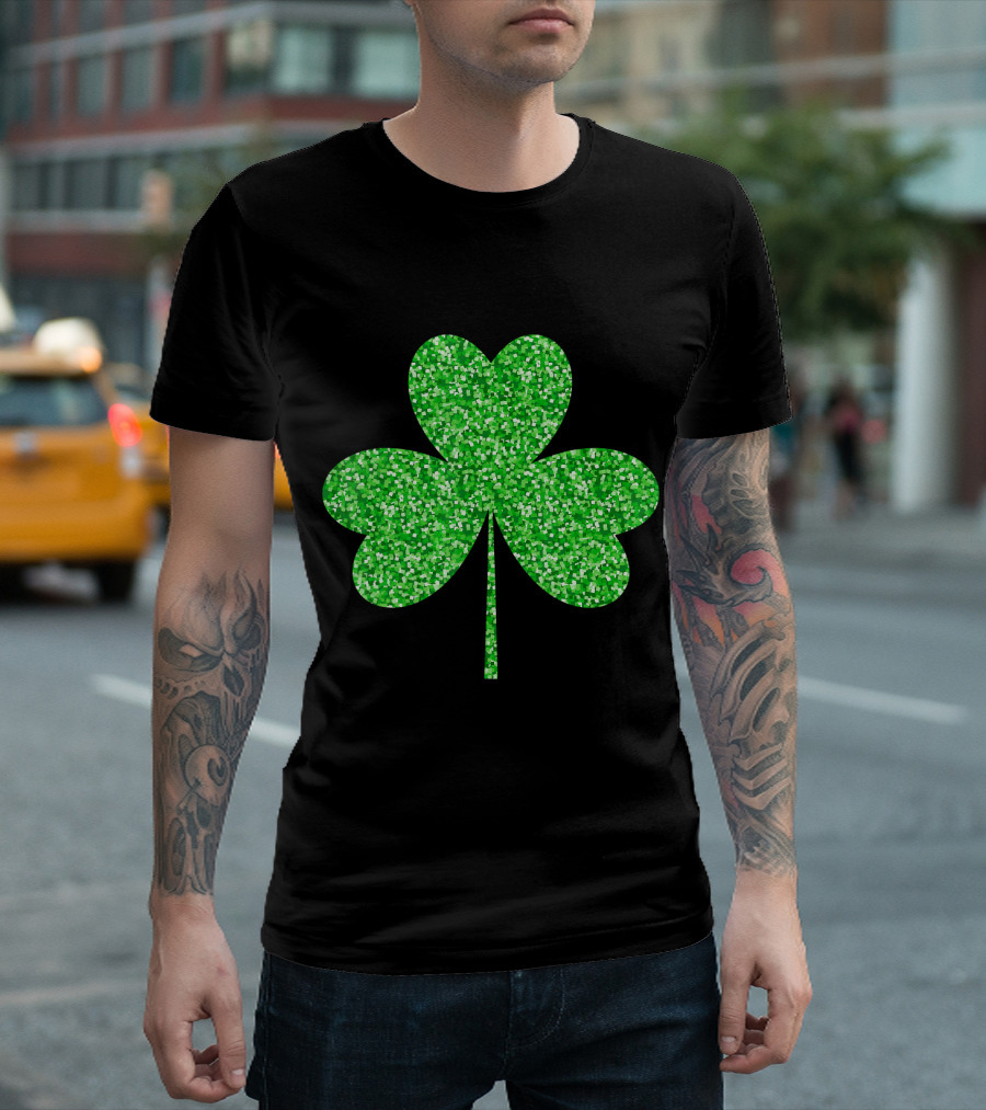 Irish Shamrock Green Clover St Patrick's Day Sparkle T-Shirt