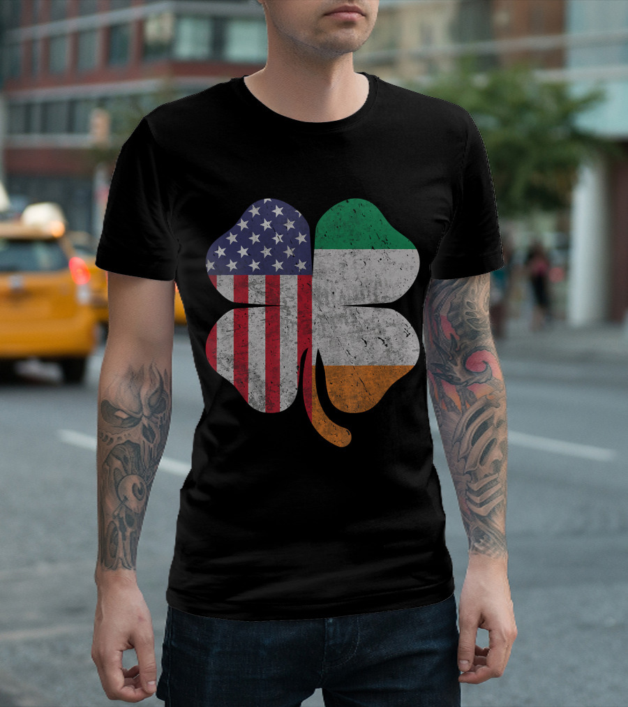 Irish American Flag Shamrock St Patrick's Day T-Shirt