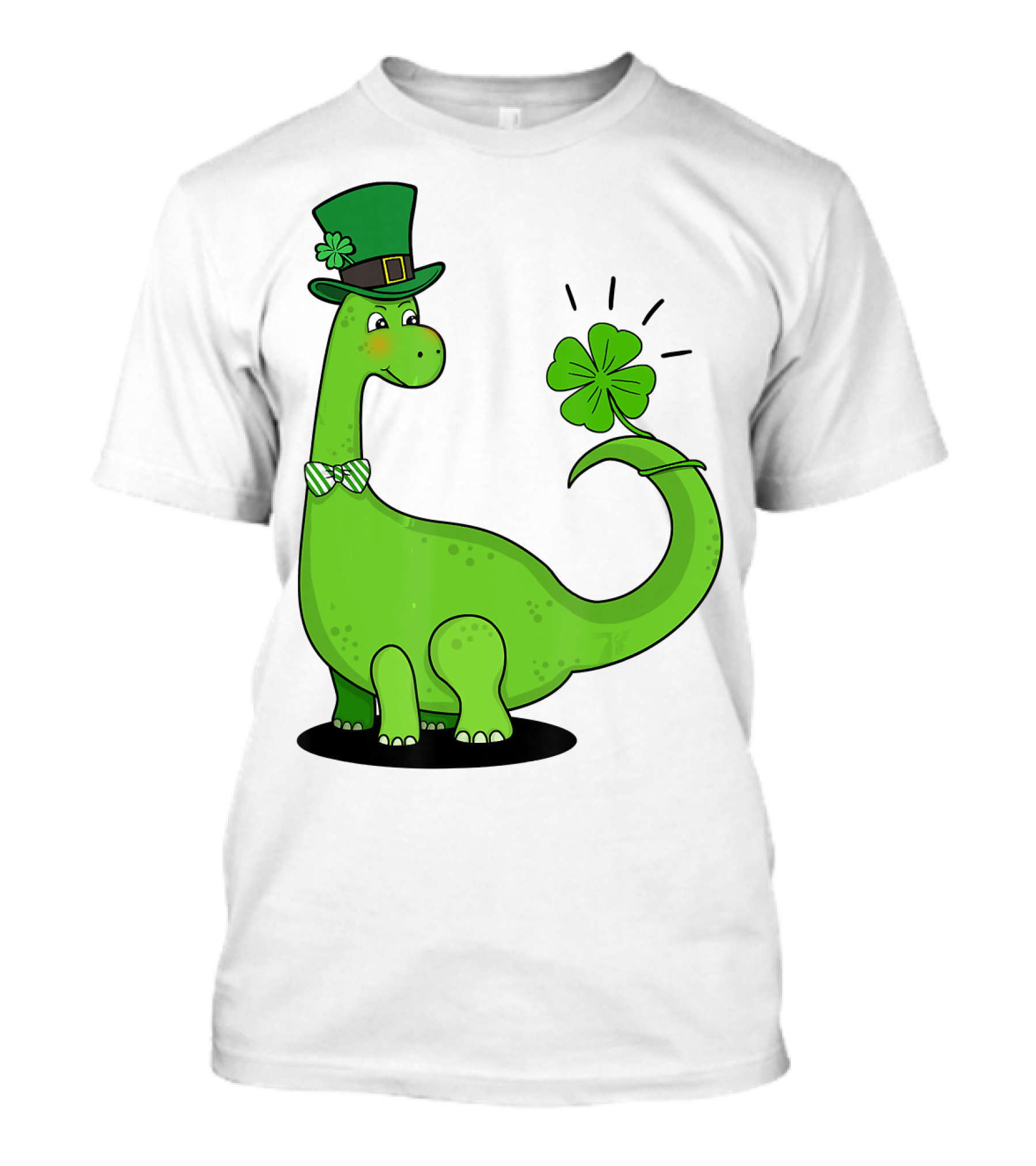 Kid's Dinosaur With Leprechaun Hat And Shamrock For St Patrick's Day T-Shirt