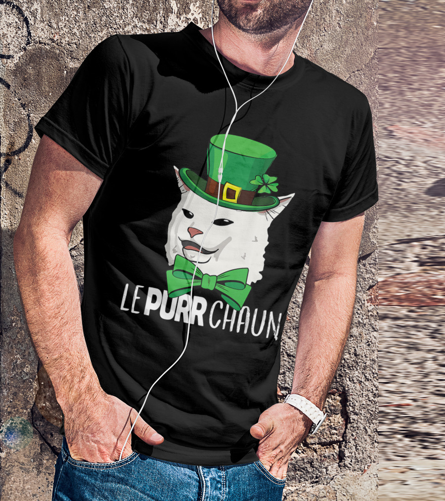 Lepurrchaun Cat With Shamrock Hat And Bowtie T-Shirt