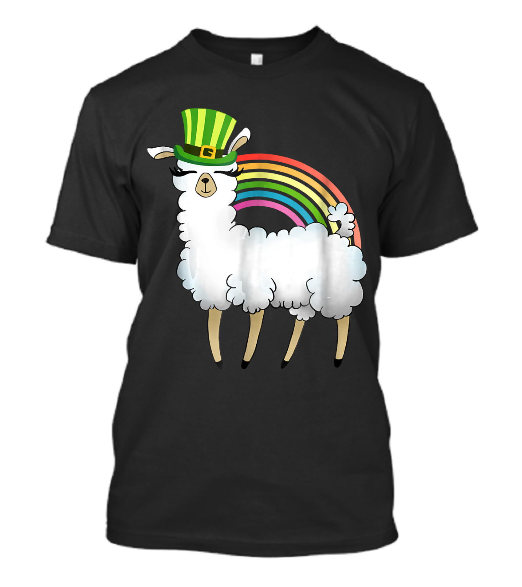 Llama St Patricks Day Rainbow Leprechaun Hat Cute Festive Iconic T-Shirt