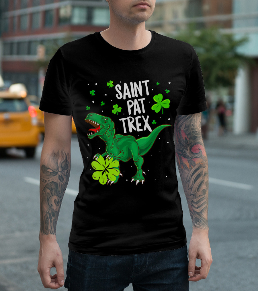 Saint Pat Trex Saint Patricks Day Dinosaur Shamrock T-Shirt