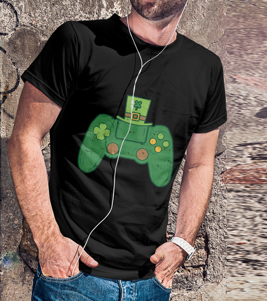 St Patricks Day Irish Gaming Controller Esports Gamer Shamrock Hat T-Shirt