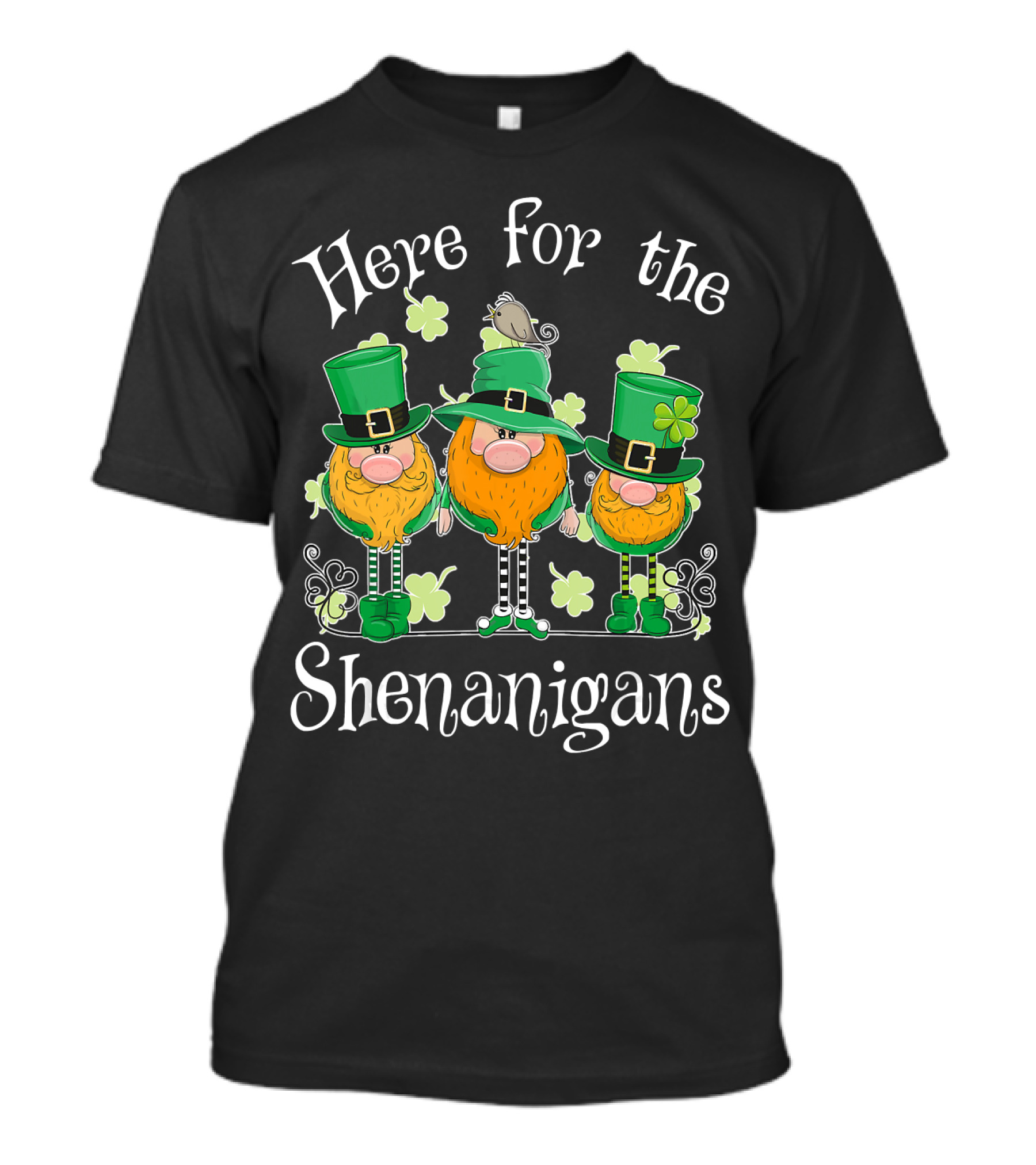 Here For The Shenanigans St Patricks Day Gnome Trio With Shamrocks T-Shirt