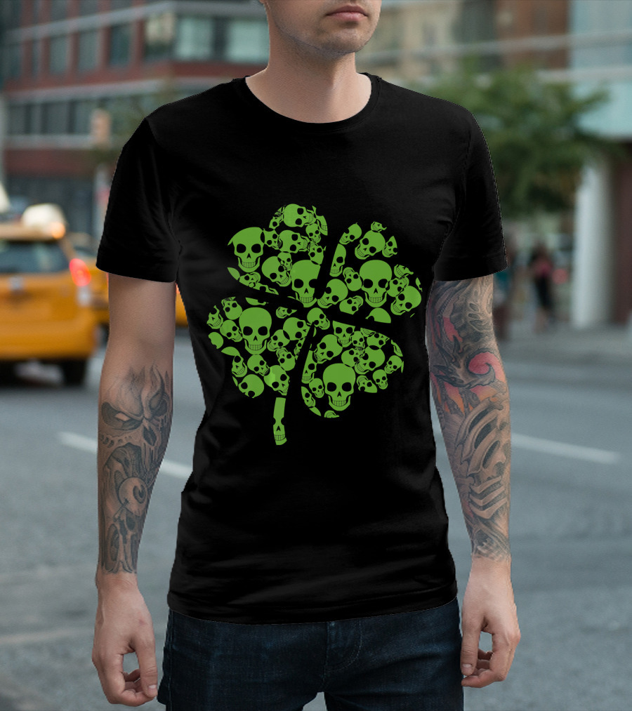 St Patricks Day Shamrock Skulls T-Shirt