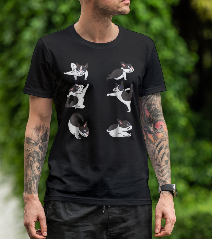 French Bulldog Yoga Poses With Yoga Animals T-Shirt