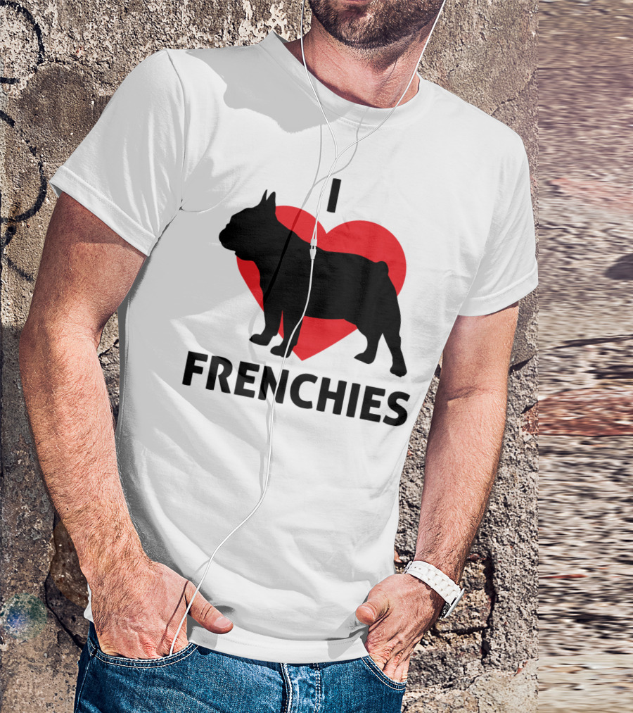 I Heart (Love) Frenchies French Bulldog Silhouette Lover T-Shirt