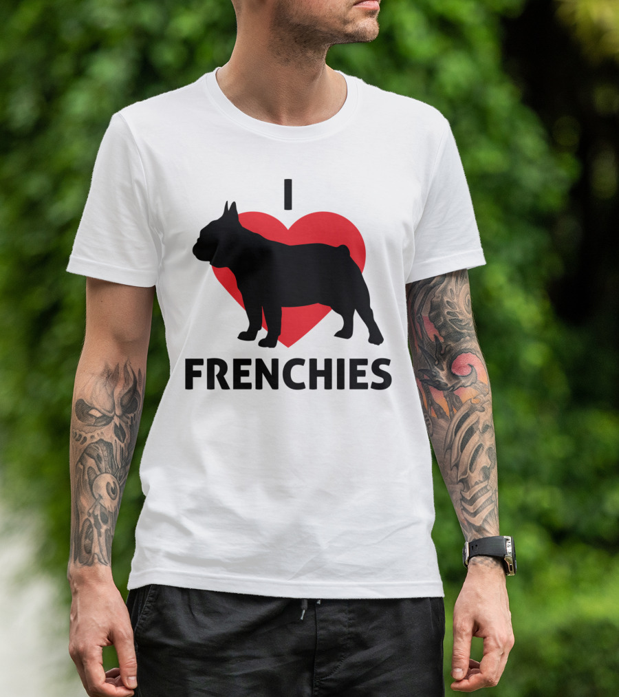 I Heart (Love) Frenchies French Bulldog Silhouette Lover T-Shirt