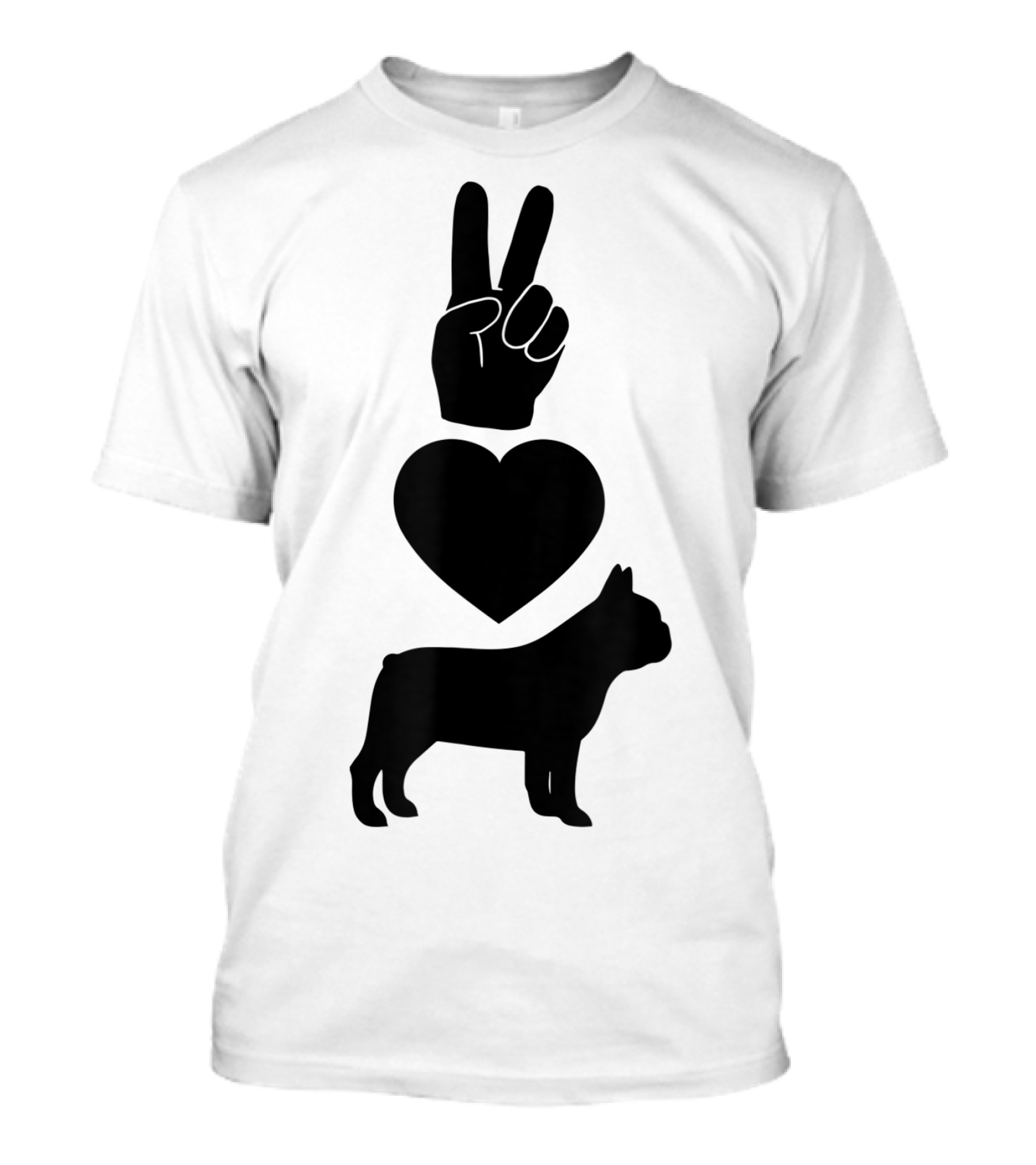 Peace Love Frenchie Symbols Adg023g T-Shirt