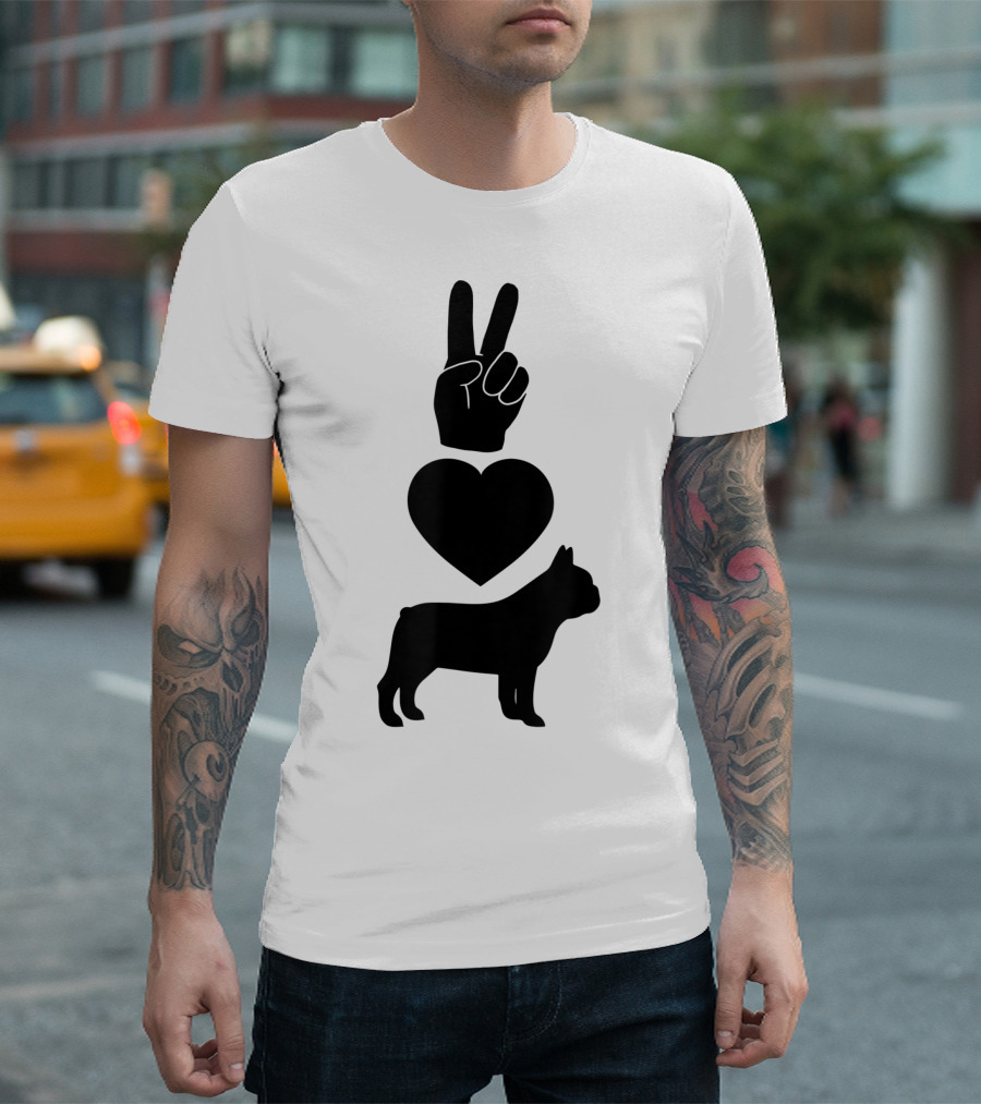 Peace Love Frenchie Symbols Adg023g T-Shirt