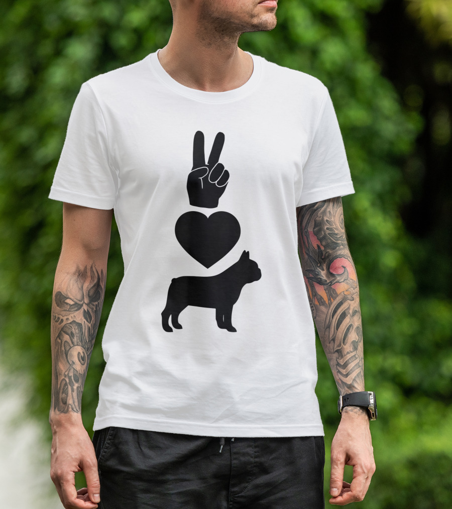 Peace Love Frenchie Symbols Adg023g T-Shirt
