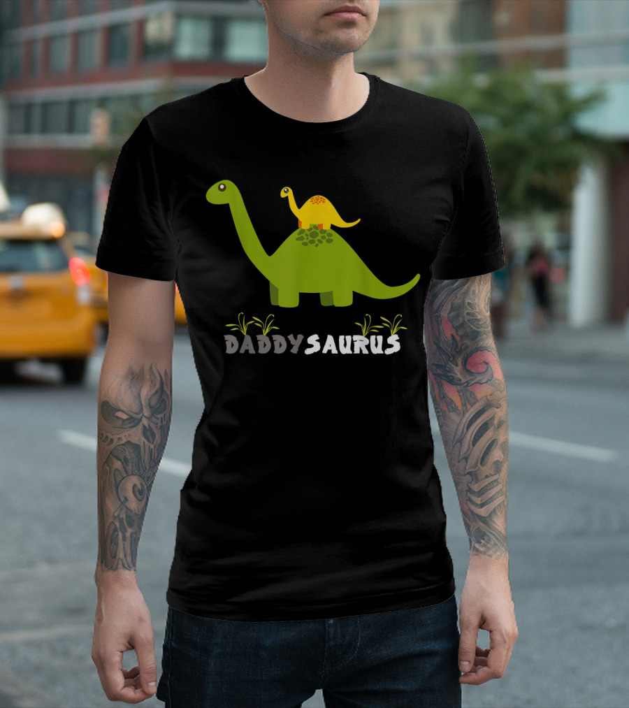 Daddysaurus Cute Father and Baby Dinosaur Duo T-Shirt