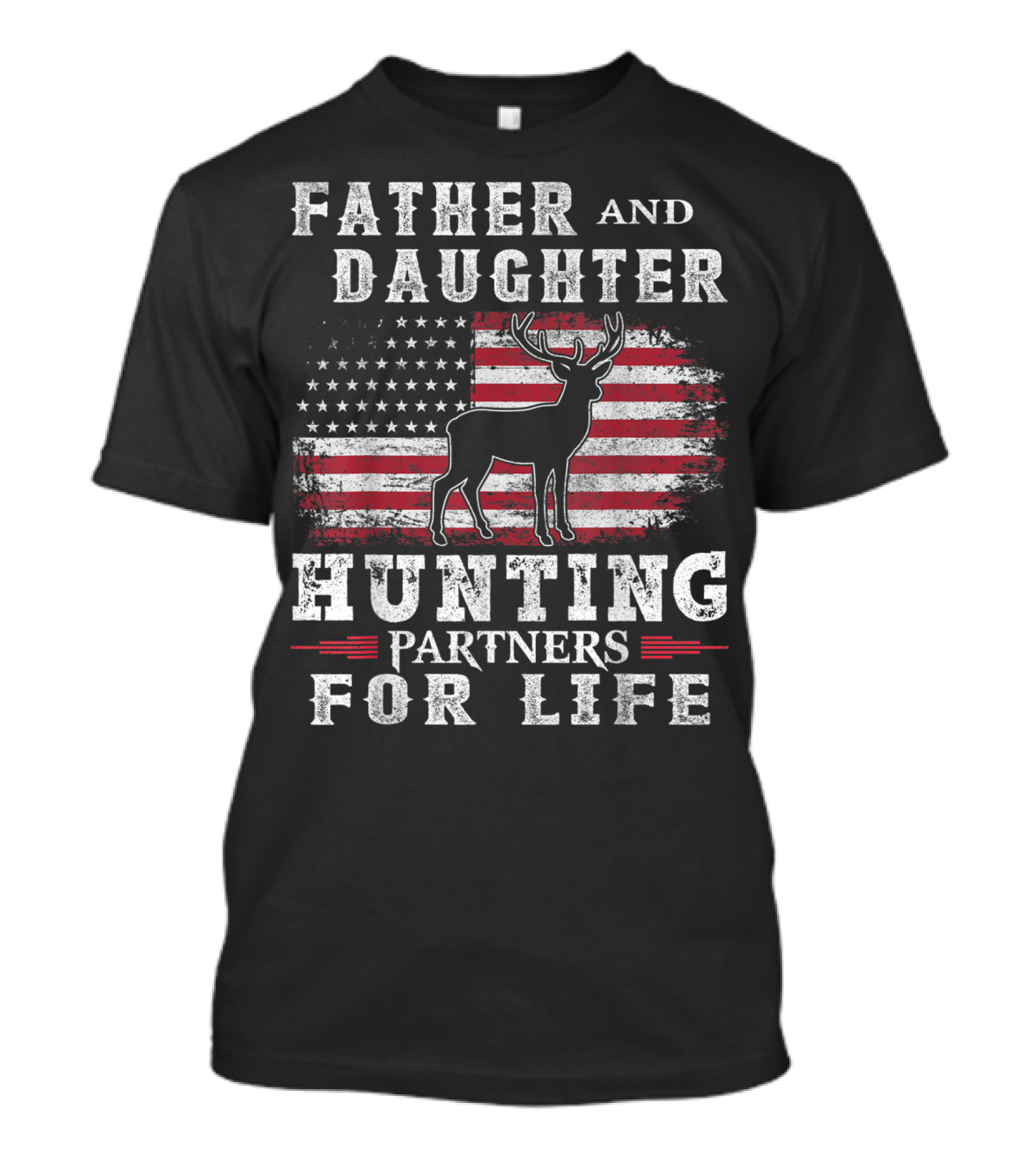 Father And Daughter Hunting Partners For Life American Flag Deer T-Shirt