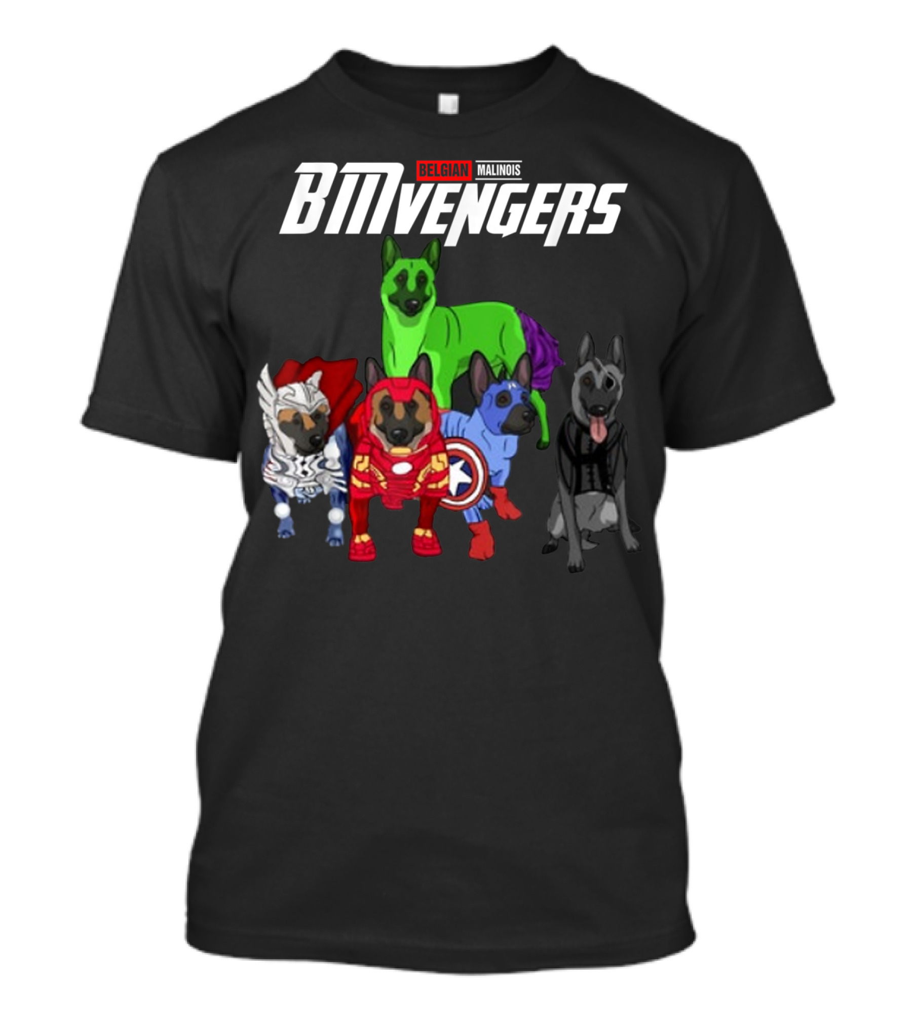 BMvengers Belgian Malinois Superhero Dogs T-Shirt