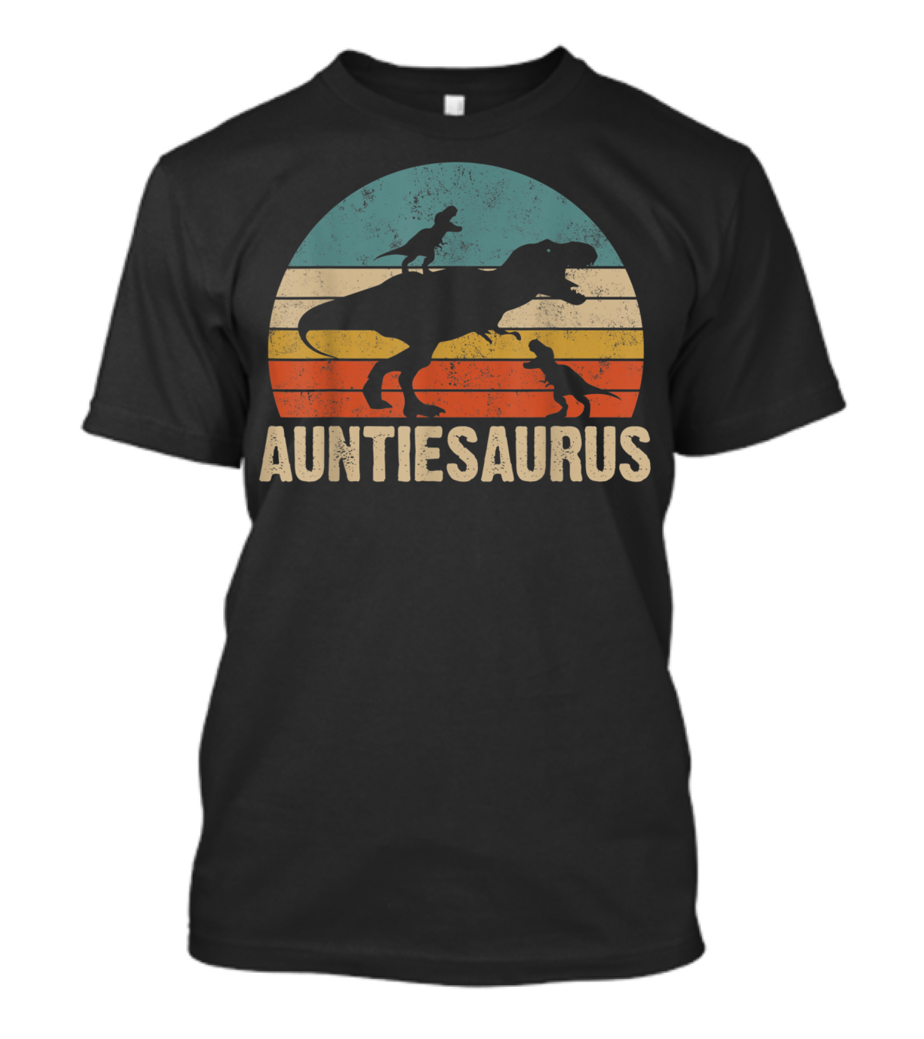Auntiesaurus Dinosaur T-Rex Retro Sunset T-Shirt