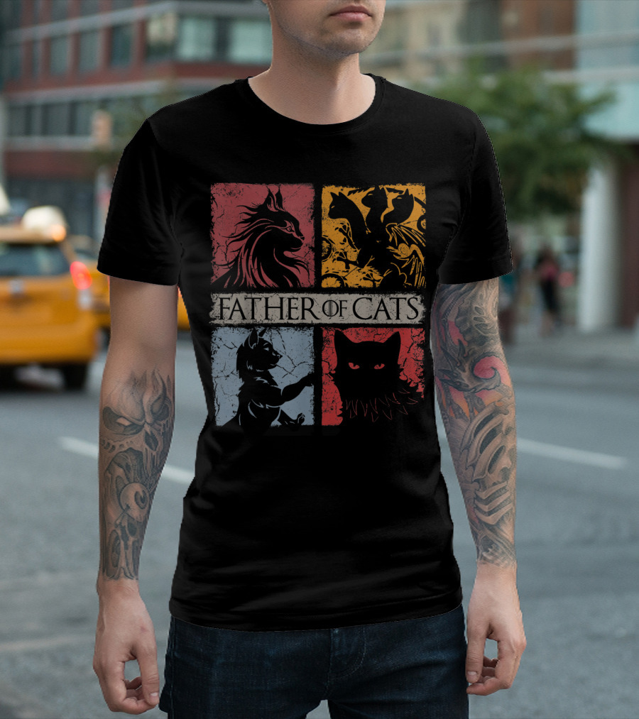 Father Of Cats Game of Thrones Style Cat Lovers Cat Dad T-Shirt