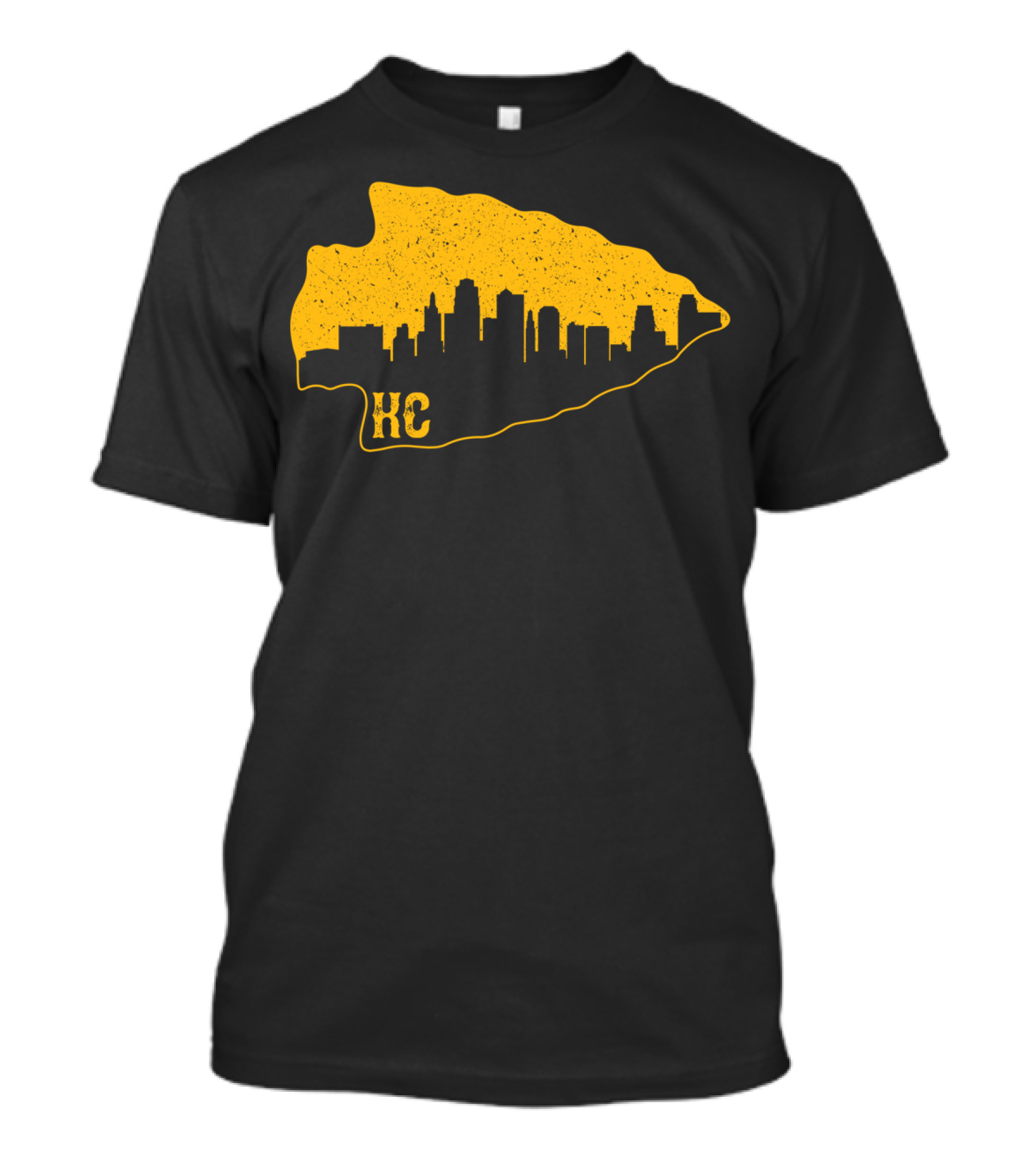 KC Skyline In Arrowhead Shape Kansas City Chiefs Color T-Shirt