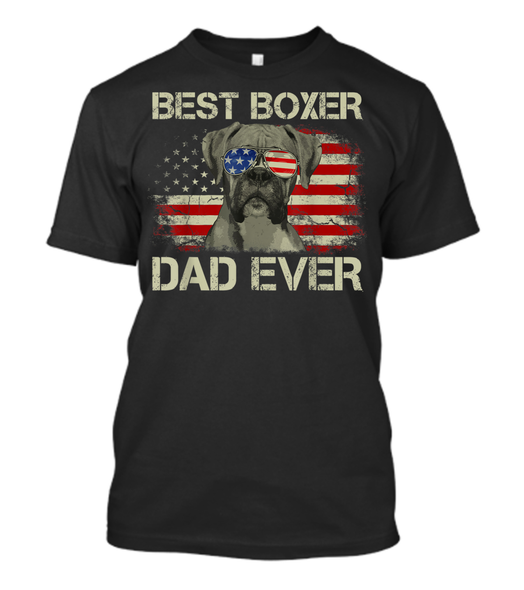 Best Boxer Dad Ever Dog Lover American Flag Sunglasses T-Shirt