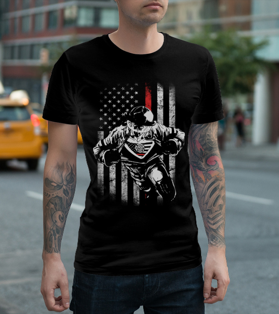 Fireman United States of America Flag Hero Firefighter T-Shirt