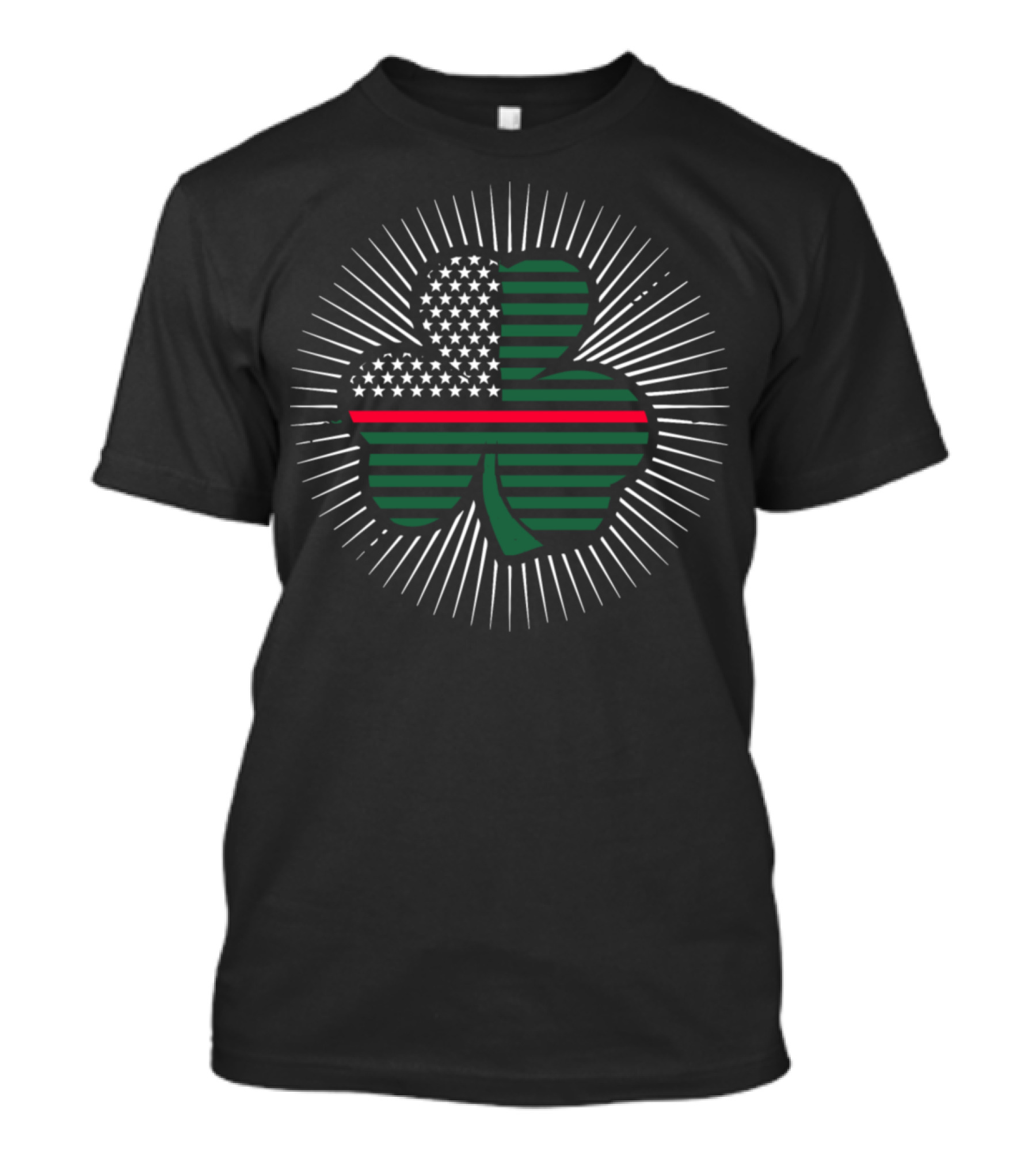 St Patrick Day Clover Irish Firefighter American Flag Stripe T-Shirt