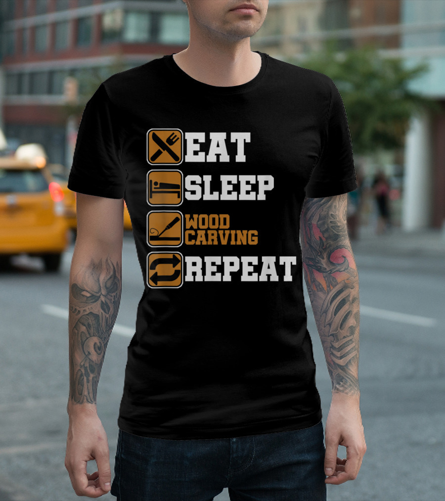 Eat Sleep Wood Carving Repeat T-Shirt