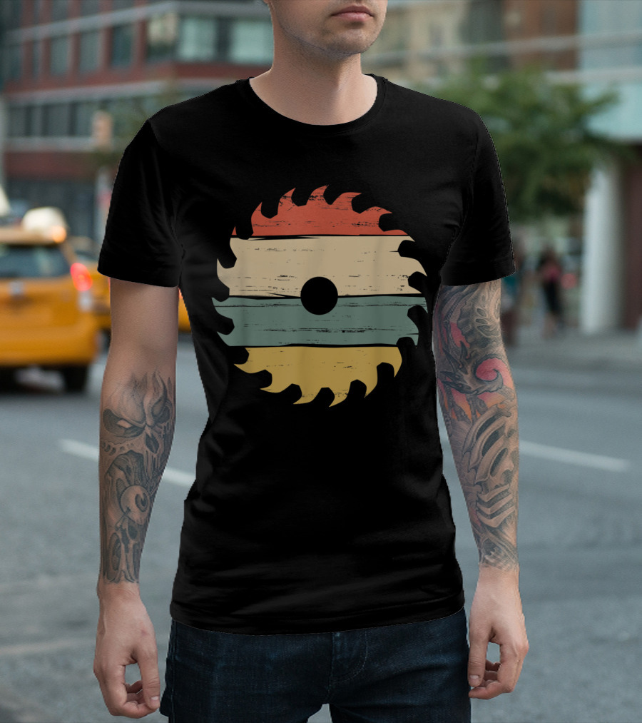 Mens Sawdust Is Man Glitter Retro Saw Blade T-Shirt