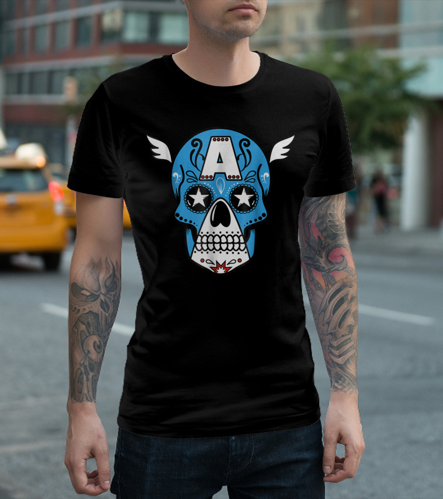 Captain America Sugar Skull Marvel Avengers Iconic T-Shirt
