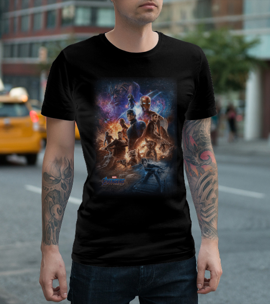 Marvel Avengers Endgame Iconic Galaxy Heroes and Villains Movie T-Shirt
