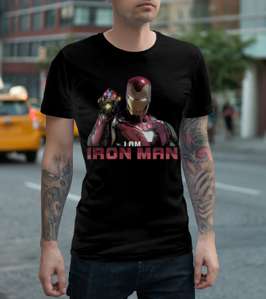 Marvel Avengers Endgame I Am Iron Man Gauntlet Avengers T-Shirt