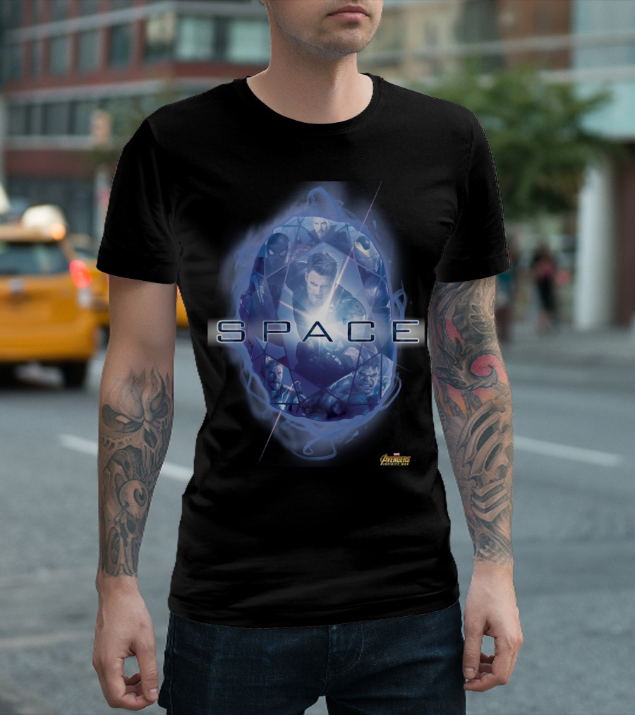 Marvel Avengers Infinity War Space Stone Iconic Heroes Collage T-Shirt
