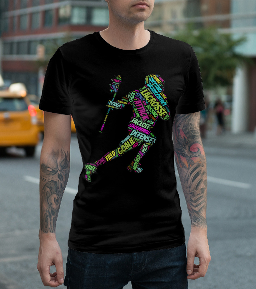 Lacrosse Goalie Stick Defense Attack Groundball Faceoff Dodging Field Fake Check Zone T-Shirt