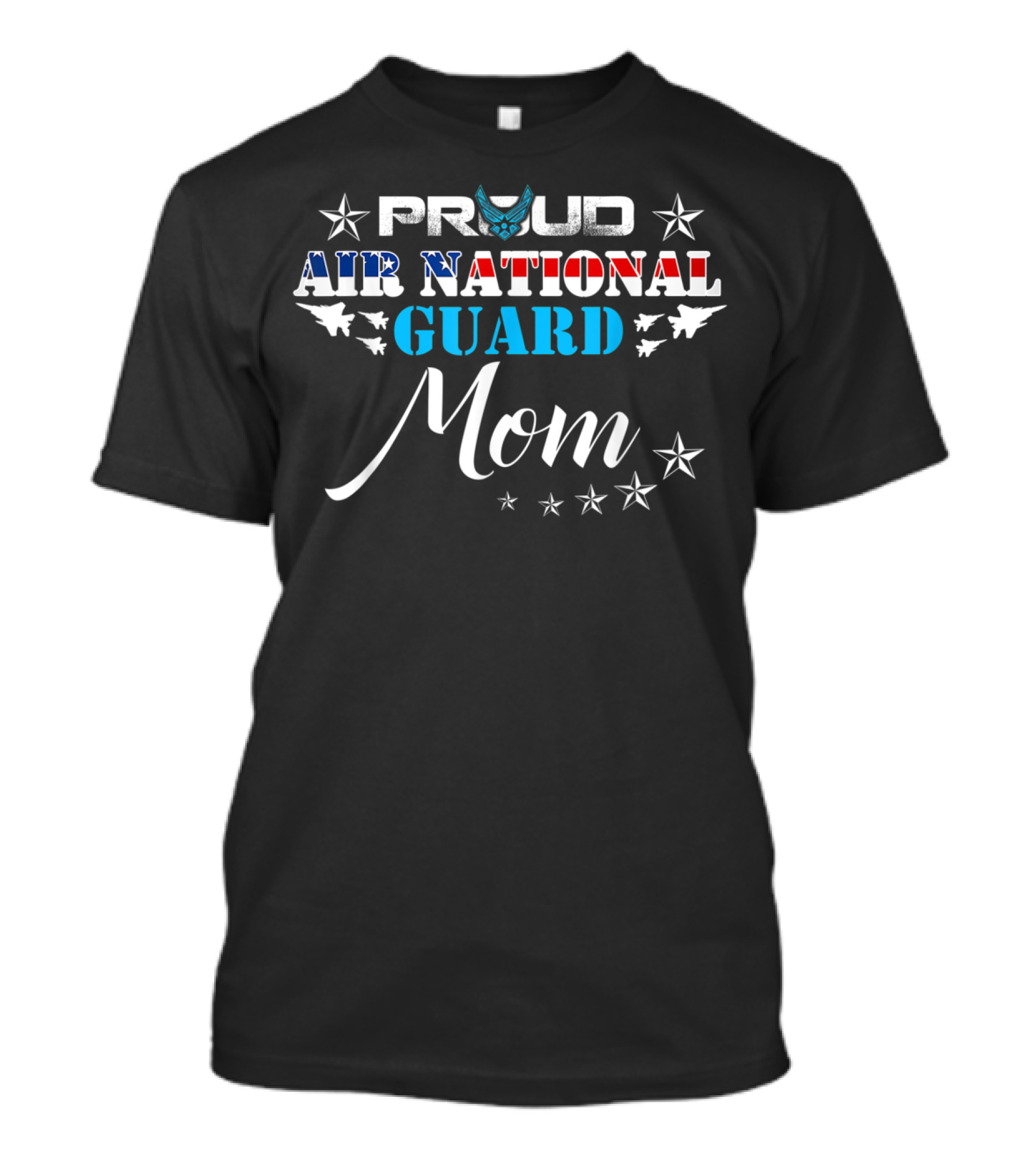 Proud Air National Guard Mom Air Force Veteran Stars And Jets T-Shirt