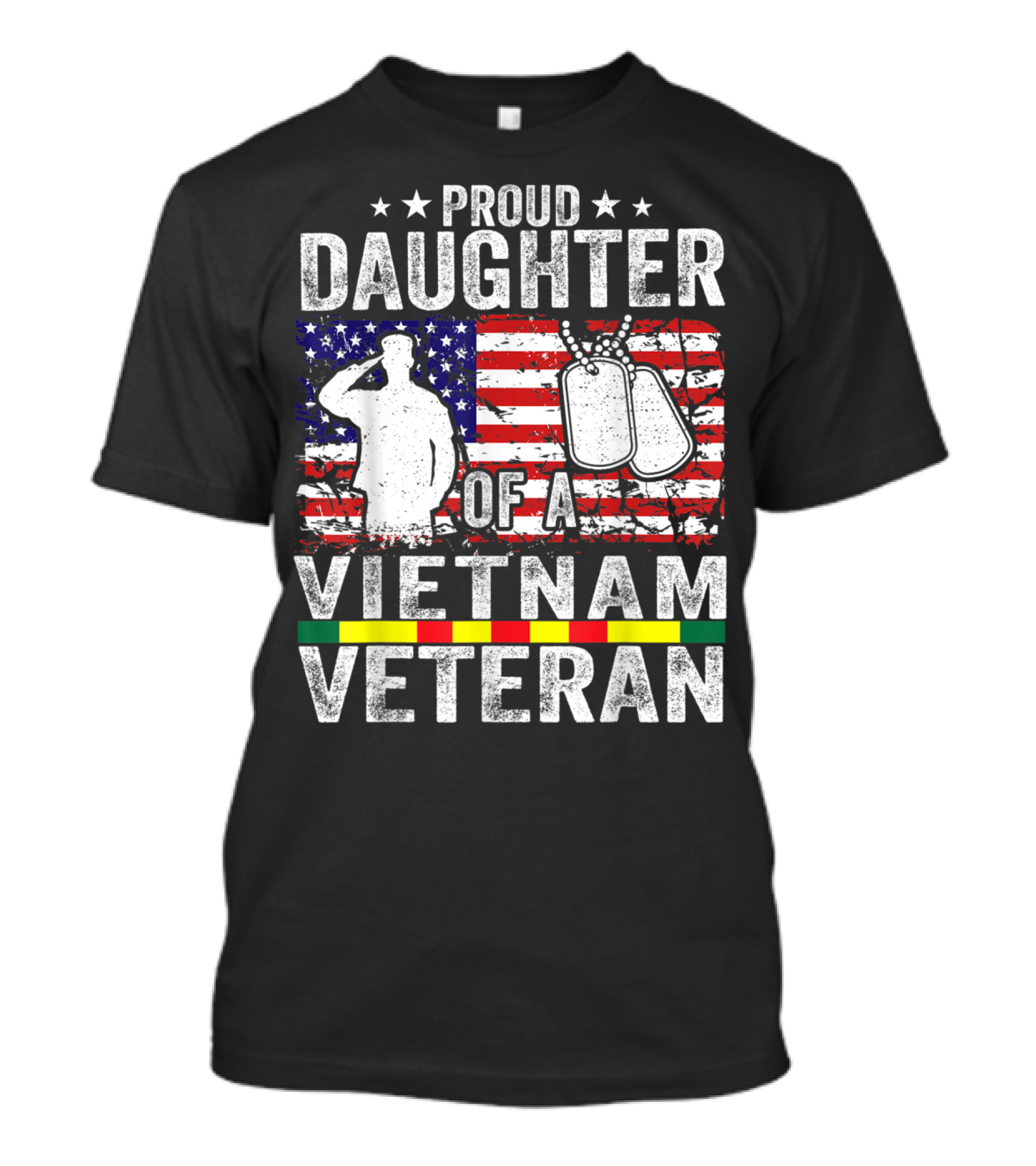 Proud Daughter Of A Vietnam Veteran USA Flag Salute Dog Tags T-Shirt