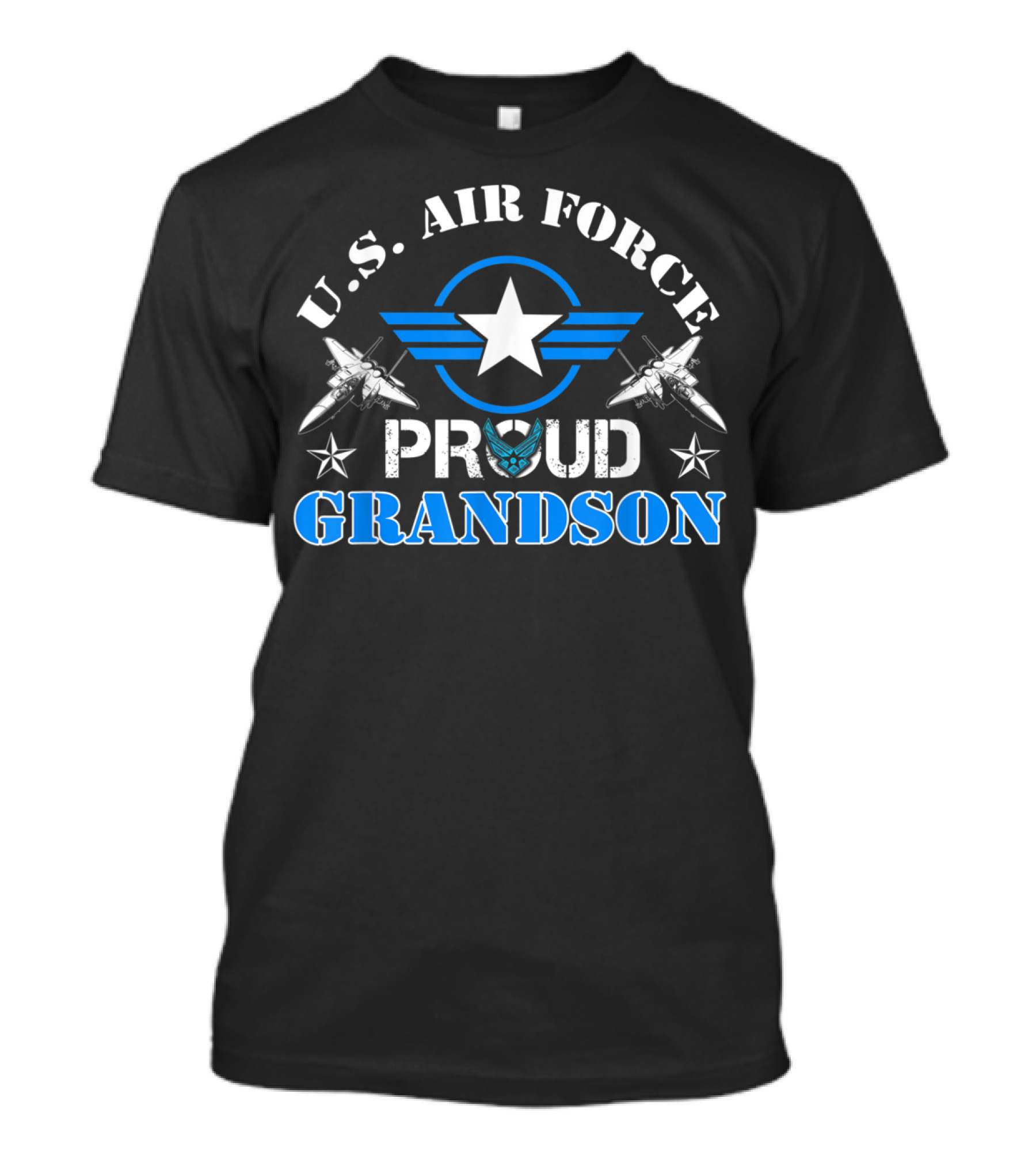 Proud Grandson U.S. Air Force Veteran USAF With Star And Jet Symbols T-Shirt