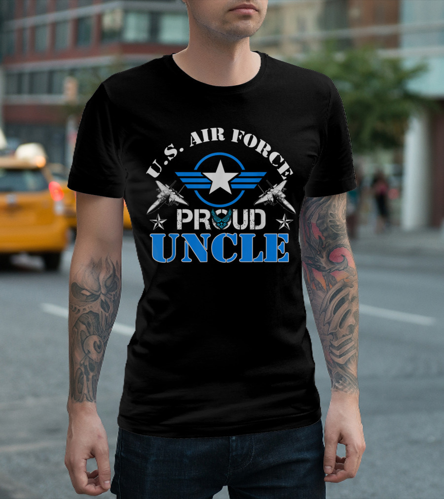 Proud Uncle U.S. Air Force Veteran USAF Star and Jets T-Shirt