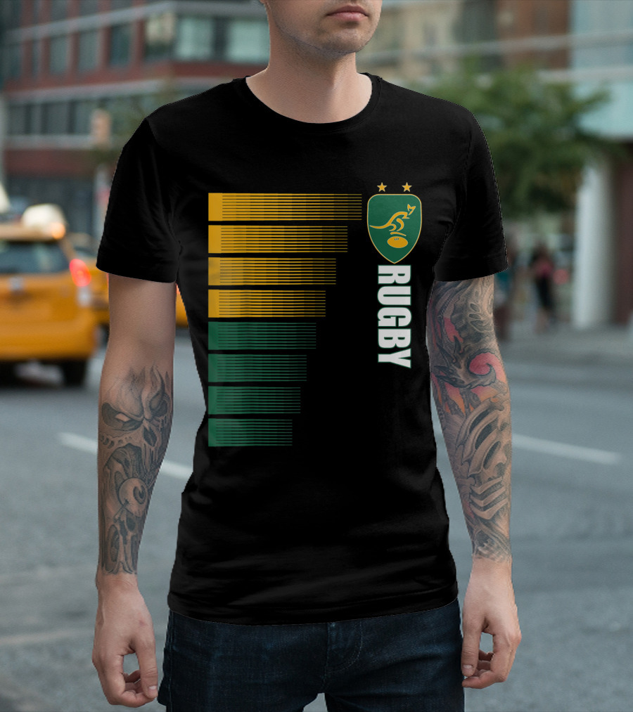 Rugby Australia Jersey Wallabies Kangaroo Emblem Stars T-Shirt