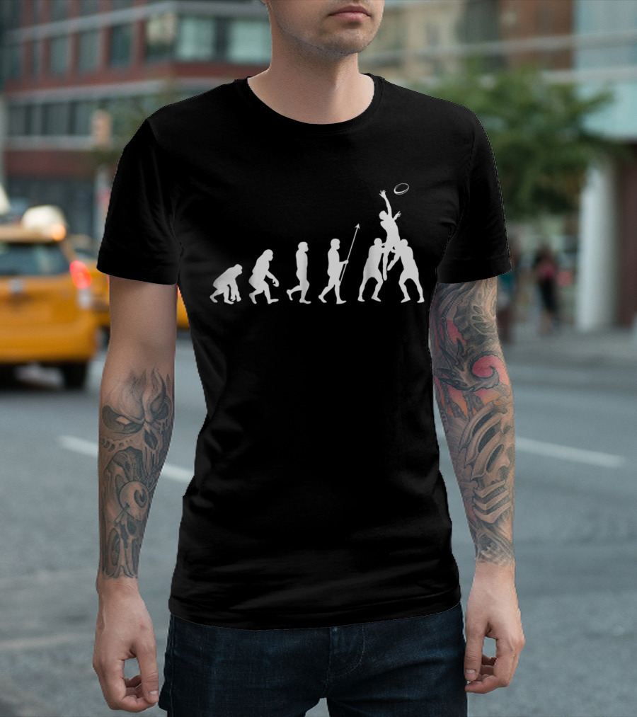 Evolution Of Rugby From Ape To Player Reaching For Ball T-Shirt