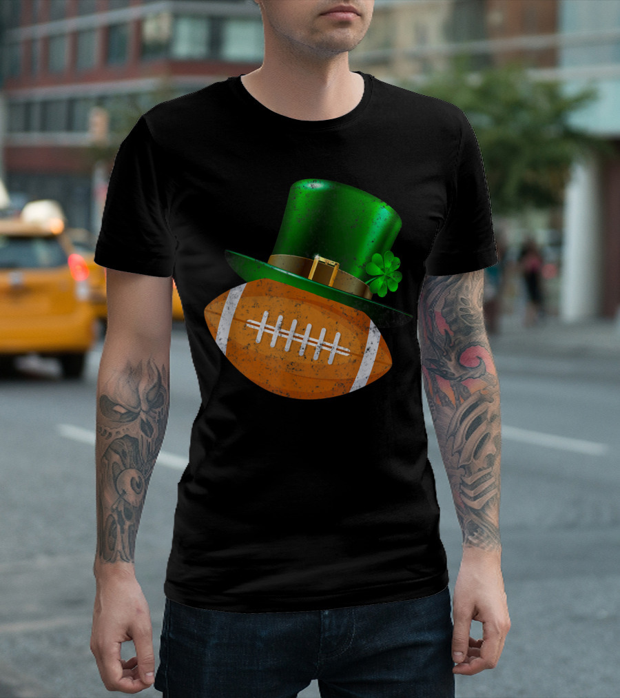 Leprechaun Hat Football Rugby Shamrock St Patricks T-Shirt