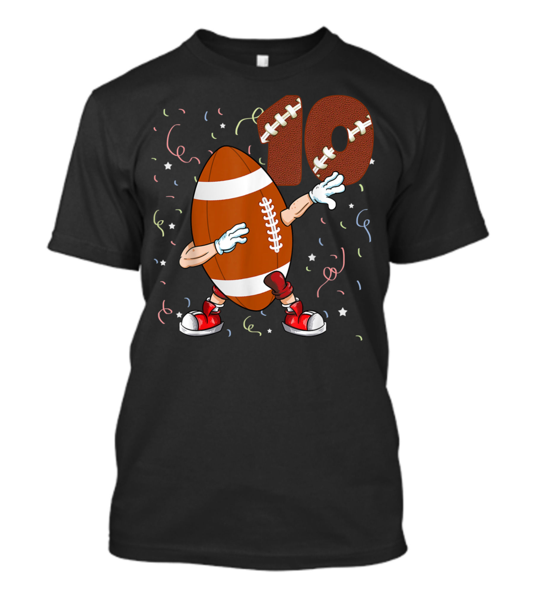 Funny Rugby Football Confetti Celebration 10 Years Old T-Shirt