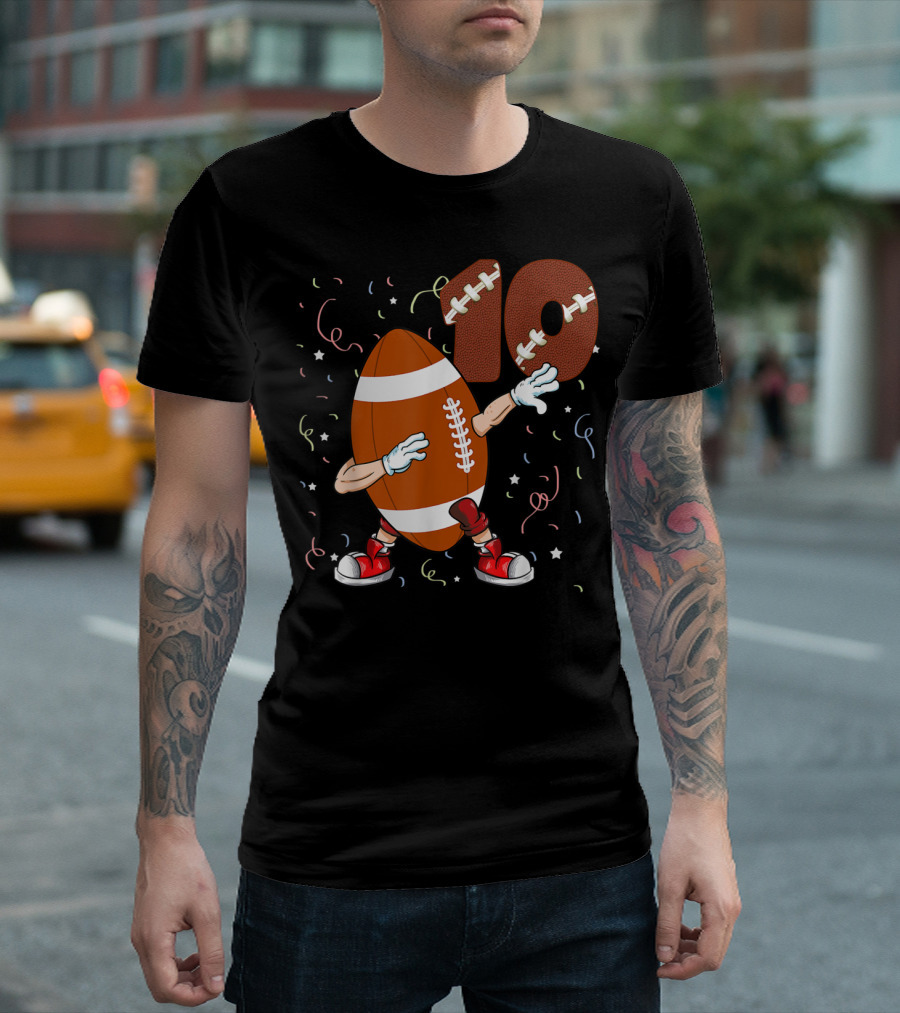 Funny Rugby Football Confetti Celebration 10 Years Old T-Shirt