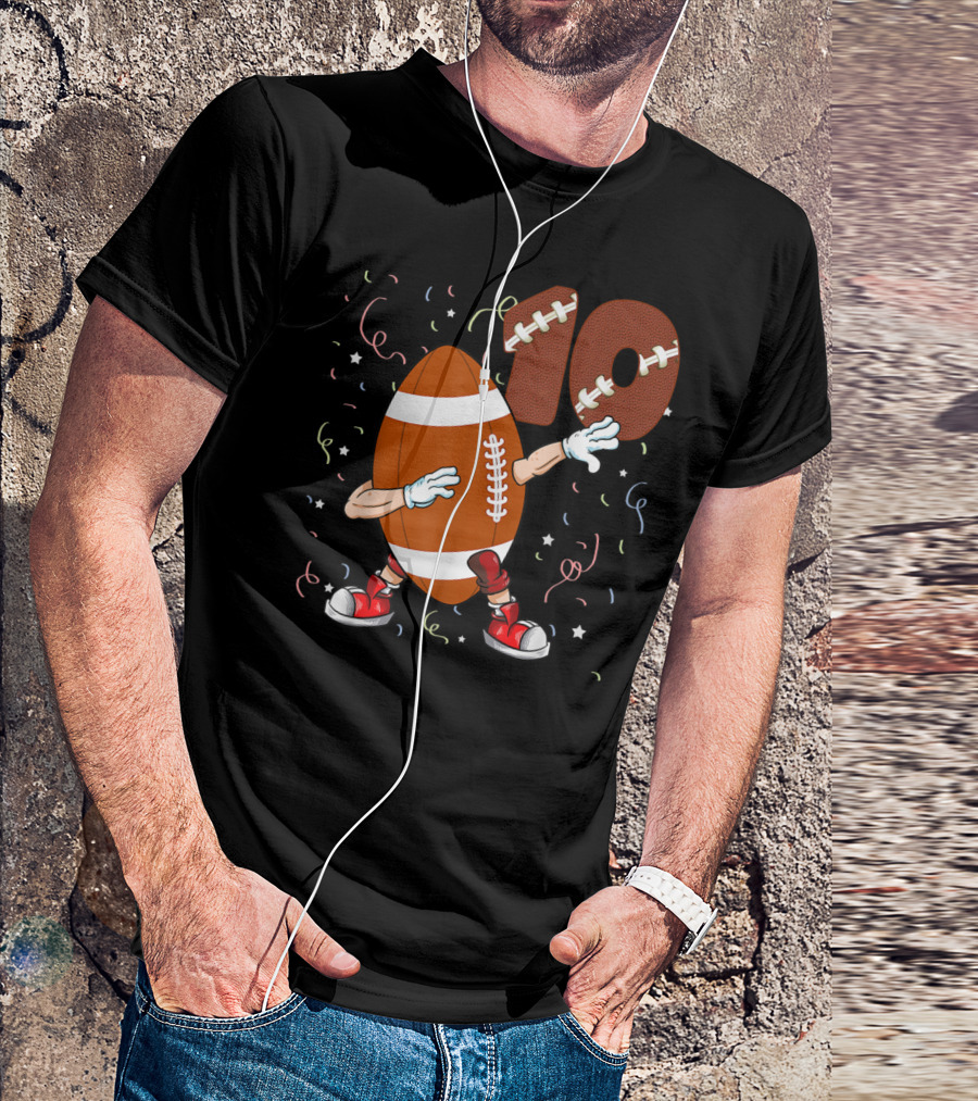Funny Rugby Football Confetti Celebration 10 Years Old T-Shirt