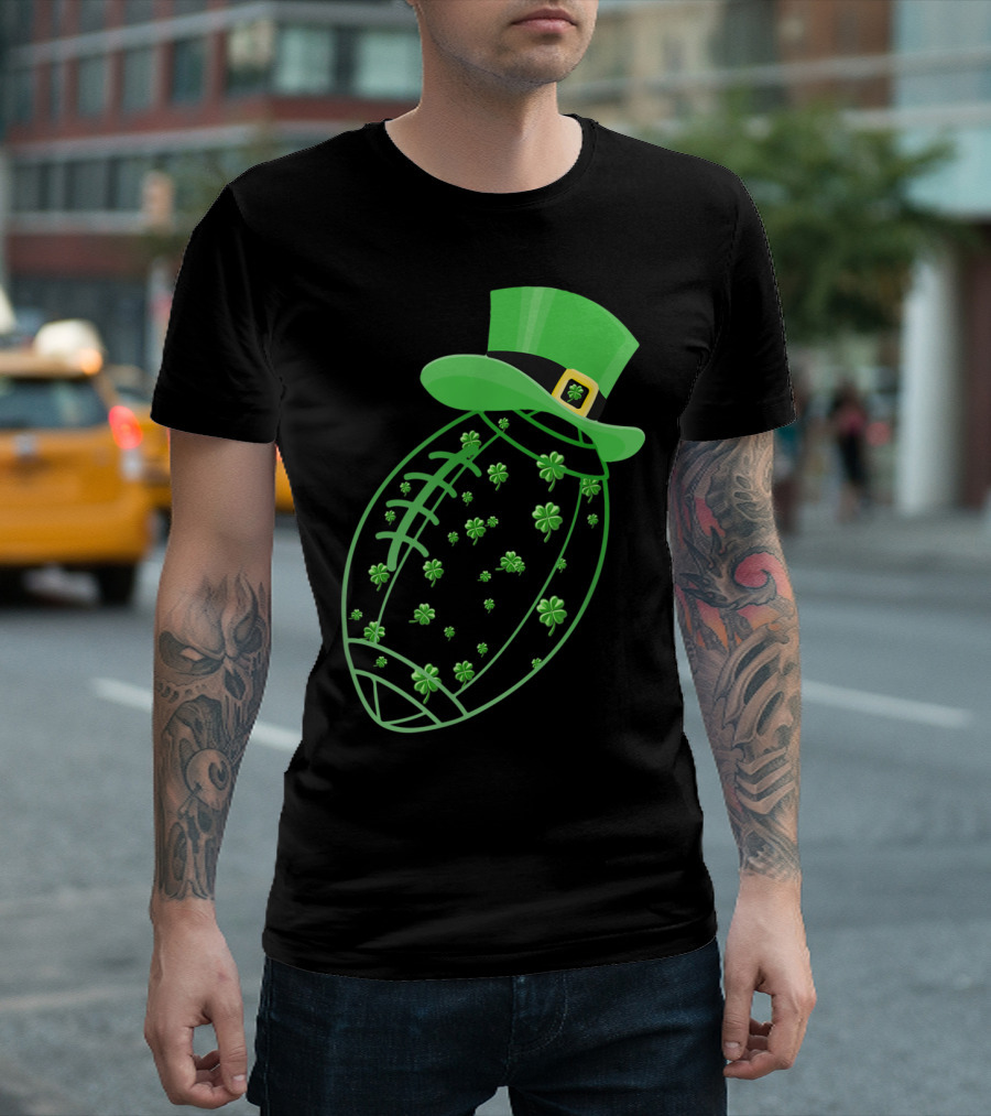 Funny St Patrick's Day Rugby Shamrock Hat T-Shirt