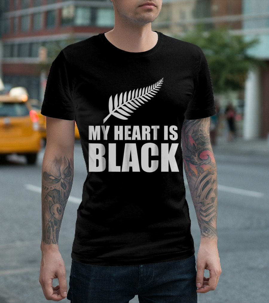 My Heart Is Black New Zealand Rugby For Rugby Dads T-Shirt